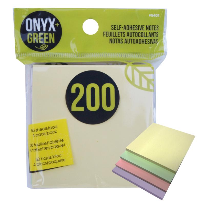 CMR ONYX+BLUE 200 SELFADHESIVE NOTES, 3'' X 3''